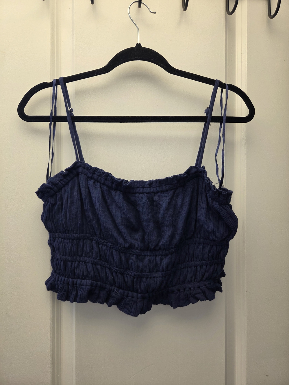 Japna Navy Blue Ruched Crop Cami